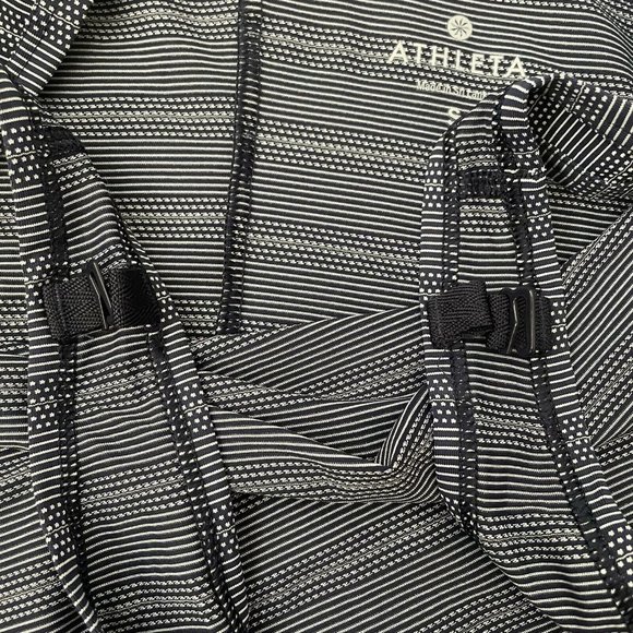 Athleta Tank Top Womens Small Blue White Side Tie Low Back Loose Fit Stripes Dot - Picture 10 of 11